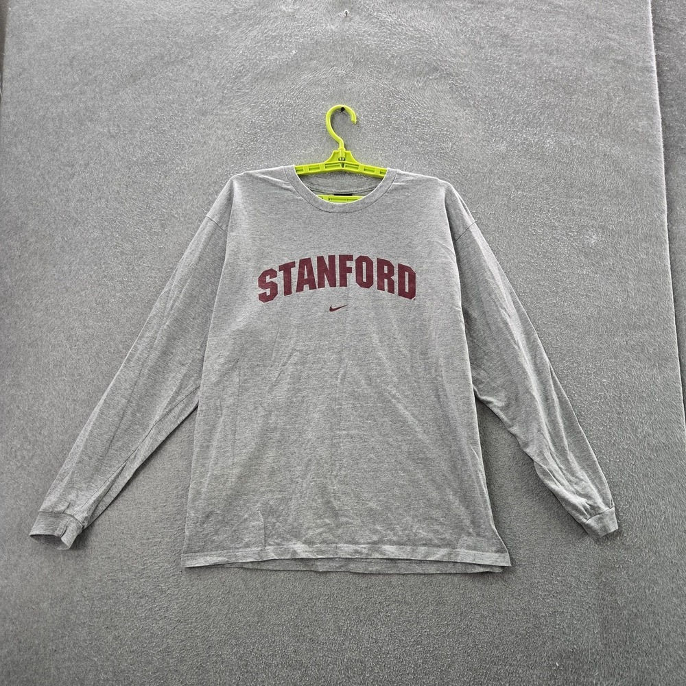VINTAGE Stanford Cardinal Men Shirt M Gray Nike Center Swoosh Logo Y2K